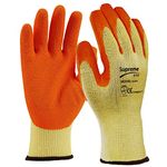 RUFTUF 24 Pairs Latex Coated Orange Rubber Work Gloves Mens Safety Builders Gardening (Medium) M (Pack of 48)