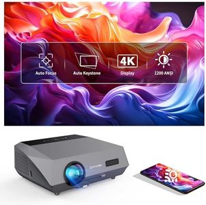 [Auto Focus & Keystone] 4K Daylight Projector with 5G WiFi and Bluetooth, 1200ANSI Outdoor Movie Smart Projectors 50% Zoom with 100" Anti-Light Screen Android TV Projector for iOS, Android, TV Stick