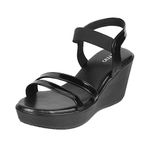 Metro Women Black Wedge Heel Sandal UK/7 EU/40 (34-120)