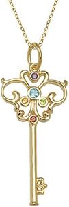 MORGAN & PAIGE 18K Yellow Gold Plated .925 Sterling Silver Genuine Multi Gemstone Key Pendant Necklace, 18", Metal, Topaz