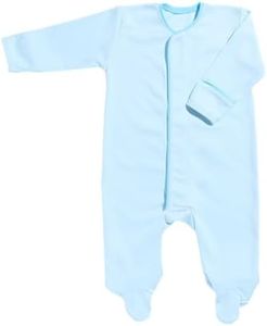 Babynetic Magnetic Baby Footie - Peruvian Pima Cotton, Premium Infant One-Piece with Easy Magnetic Closures, Soft Breathable Fabric – Cloud Blue, 6-9 Months