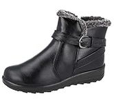 Cushion Walk Winter Warm Lined Ankle Boots Womens Padded UK 4-8 (UK 4 / EU 37, Skye Black)