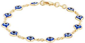 18K Gold Plated Multicolored Evil Eye Bracelet for Women - Made in Brazil (Blue)