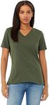 Bella Canvas - Women’s Relaxed Jersey V-Neck Tee - 6405 - M - Military Green