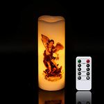 Wondise Flameless Flickering Devotional Prayer Candle with Remote and Timer, Battery Operated Real Wax LED Votive White Pillar Candle for Decoration Religious Gift, Prayer in Spanish(3 x 3 x 6 inch)