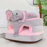 Baby Seat for Babies 3 Months & Up, Sit Me Up Floor Seat with Elastic Band, Cartoon Back Head Support Sitting Infant Sofa, Toddler Plush Animal Shaped Learning Sitting Up Chair (Elephant)