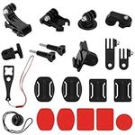 BELLE VOUS Universal Action Camera Mount Accessory Kit - 20-in-1 Grab Bag Mount Kit Compatible with Universal Action Sports Cameras - Adhesive Sticky Mounts & J Hook Buckle for Helmet/Chin Mount