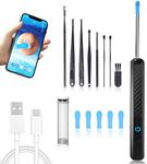 XIULIUU Ear Wax Removal, 8 Pcs Earwax Remover Tool Set, Rechargeable Ear Cleaner with Camera & Light, 6 Ear Pick, 1080P Ear Cleaning Kit for iOS & Android (Black)