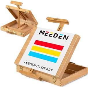 MEEDEN Tabletop Art Sketchbox Easel, Solid Beechwood Artist Easel Box Storage Organizer to Store Art Supplies, Paints, Art Table Easel for Artists, Beginners Painting Drawing, Hold Canvas up to 28''