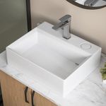 DeerValley Bathroom Sink, 20'' x 17'' Small Vessel Sink Above Counter, Vanity Sink with Pop Up Drain, White Bathroom Sink Lavabos de Baño, DV-1V0046