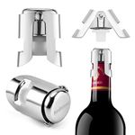 Sparkling Champagne Bottle Stoppers, 3-Pack Champagne Stoppers - Stainless Steel Wine Bottle Stoppers, Champagne Corks Vacuum Wine Storage Aerator Aerator Bottle Cap Sealer