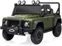 Kidzone 12V Licensed Land Rover Defender 110 SVX Ride On Car for Kids, Electric SUV Toy w/Remote Control, LED Lights, Bluetooth, USB/AUX Music, Multiple Speeds - Green