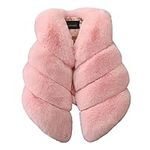 Baby Girls Faux Fur Jacket Toddler Kids Sleeveless V Neck Faux Fleece Gilet Winter Causal Warm Coat Waist Coat Vest Outerwear Daliy Overcoat