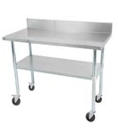 THORINOX DSST-2460-BK-C Stainless Steel Top 24 x 24 Food Prep Work Table with 5" Backsplash and Swivel Casters - NSF Commercial Heady Duty - Ideal for Restaurant, Hotel, Garage