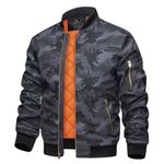 TACVASEN Men's Padded Bomber Jacket Waterproof Jacket Winter Bomber Jacket Coat for Men Varsity Jackets Black Camo