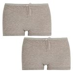 2 x Black White Grey Mixed Ladies Boxer Knickers Pants Briefs, Boy Shorts Cotton Rich Underwear for Women (Grey, M)