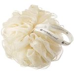 Hydrea London Shower Pouf, Bath Loofah, Mesh Sponge, Exfoliating Bath Scrunchie, Large Shower Puff Scrub, Body Cleansing Shower Puff for Men & Women - Cream