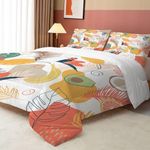 FUYEUN Modern Comforter Set Twin Abstract Art Bedding Set for Women Girls Teen Bedroom, Boho Orange Fruits Flower Quilt Sets 1 Comforter + 1 Pillow Case