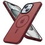 Degeca Magnetic for iPhone 15 Case [Military Grade Drop Protection] [Compatible with MagSafe] Shockproof Anti-Fingerprint Translucent Matte Hard Back Soft Slim Phone Protective Cover 6.1", Wine Red