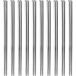 Metal Chopsticks, IQCWOOD 10 Pairs 8.66 Inch Stainless Steel Flat Chopsticks, 304 Korean Chopsticks Reusable Dishwasher Lightweight Silver Reusable Chopsticks Set for Dinner