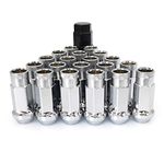 Lug Nuts M12x1.25 M12x1.5 Open End Wheel Nuts Taper Acorn Seat Forged Locknut Racing Nut a Set of 22pcs with 1 Nut Socket Key (Silver M12 x P1.25) SOROPARTS for car Modification&aftermarket