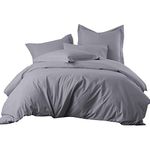 Royal Hotel Cotton-Blend Duvet Covers Wrinkle-Free Soft Cool and Breathable - 650 Thread-Count 3pc Duvet Cover Set, King/Cal-King Size, Gray