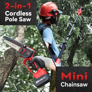 Avhrit 2-in-1 Cordless Pole Saw & Mini Chainsaw, 6-Inch, 2 Batteries – 15.5ft Reach