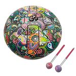 India Meets India OM Tongue Drum Tank Drum Steel Percussion Hangpan Drum Hand drum Musical Instrument with Bag and Mallets Stick (9 Inch, Multicolor)
