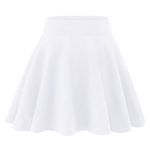 KEREDA Kids Teen Girls High Waist Stretch Plain Flippy Flared Pleated Skater School Skirts White