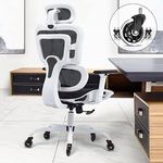 KERDOM Ergonomic Office Chair High Back Desk Chair Breathable Mesh Computer Chair with Adjustable Headrest and 3D Armrest 968ZK White