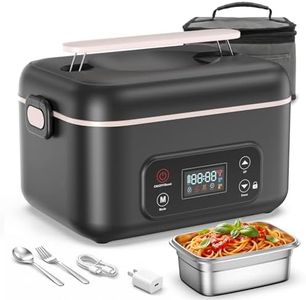 LIFEGETTER Cordless Electric Lunch Box, 24000mAh Rechargeable Food Warmer with 5-Sided Heating, 1.3L Portable Self Heating Lunch Box with Smart Timer & Lock Screen for Work, Car, Truck, Camping