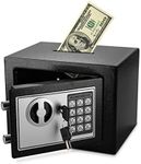 Flexzion Electronic Depository Safe Box with Drop Slot Posting Opening - Digital Keypad Combination Lock Security Cabinet for Home Office Money Documents Gun Cash Deposit Hotel (9"x7"x7") Black