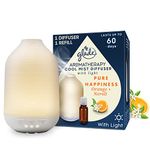 Glade Essential Oil Diffuser Holder & Refill, Cool Mist Aromatherapy Diffuser & Air Freshener for Home, Pure Happiness with Orange & Neroli Scent, 17.4ml