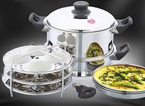 JVL Round Steamer Set with Fry Pan, Steamer Idly & Dhokla Plate - (RSTM-F)