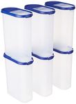 Amazon Brand - Solimo Modular Plastic Container and Dispenser, Set of 6 (2400 ml Each)