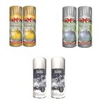 AbbeyShake christmas spray paint 200ml - Combo Pack x 2 silver x 2 golden x 2 Snow Spray decorative - creative - dazzling effect to your hobby art and craft use - pack of 6 cans