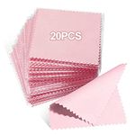 20 Pcs Jewelry Cleaning Cloth, Double Sided Polishing Cleaning Cloths Jewelry Wipe Cloths for Pearl Gold Platinum and Silver(Pink)