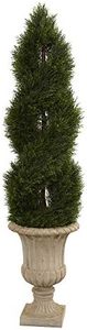 Nearly Natural 5ft. Double Pond Cypress Artificial Spiral Topiary Tree in Urn UV Resistant (Indoor/Outdoor)
