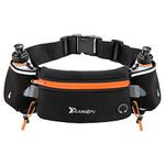 Number-one Running Belt with Water Bottles(2 x 175ML), Hydration Belt Waterproof Waist Pack Bag Fits iPhones Adjustable Sports Waist Pouch for Marathon Running Hiking Cycling, Orange, One Size