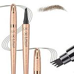 Eyebrow Pen, Tattoo Eyebrows Pen with 4 Micro Fork Tip, Waterproof Microblading Liquid Brow Tattoo Tint Pencil, Smudgeproof Fine Sketch Long Lasting Brow Tint for Makeup Beginners Dark Brown