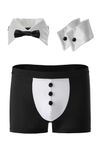 EDENIGHT Mens Butler Lingerie Tuxedo Waiter Gentleman Costume Boxer Briefs Outfits