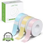 NELKO Genuine P21 Label Maker Tape, Adapted Label Print Paper, 12x40mm (0.47"x1.57"), Standard Laminated Office Labeling Tape Replacement, Multipurpose of P21, 180 Tapes/Roll, 3-Roll, Blue/Yellow/Pink