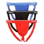 SG2 Mens Cotton Thongs/Jockstrap (Pack of 3) (Black-Red-Indigo Blue, x_l)