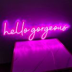 Hello Gorgeous Neon LED Signs USB Powered Acrylic Light For Wall Decor Bedroom Living Room Bar Game Room Prom Wedding Halloween Christmas Thanksgiving Barbershop Internet Cafe Interior Decoration(17.7"x8.3")