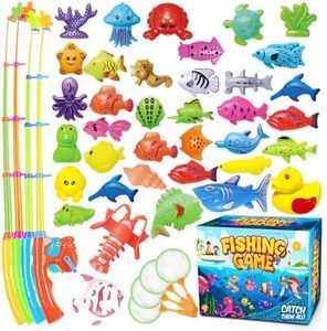 Goody King Magnetic Fishing Game Pool Toys for Kids - Bath Outdoor Indoor Carnival Party Water Table Fish Toys for Kids Age 3 4 5 6 Years Old 2 Players Gift (Large)