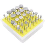 NIUPIKA Diamond Coated Rotary Burrs Set Drill Bits Grinding Wheels Drilling Bits for Wood Glass Jewelry Stone Metal Engraving Carving Grinder Rotary Tools Accessories 3MM Mandrel 120 Grit 50 Pieces