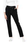 Tasha + Me Women's Scrub Pants- Modern Slim Fitted Straight Leg Pants (Black)