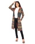 HAUTEMODA Women Winter Wear Long Front Open Sweater Shrug (Large, Brown), Wool Hooded