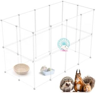 Advwin 24 Panels Transparent Small Animals Playpen, Portable DIY Pet Playpen, Plastic Enclosure, Puppy Play Pen for Indoors Outdoor Pet Fence for Guinea Pigs,Bunny,Ferrets,Hamsters,Hedgehogs