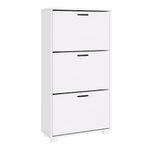 Panana 2/3 Drawer Shoe Cabinet，Wooden Shoe Storage Cupboard Freestanding Footwear Organizer with 2/3 Flip Doors Pull Down Shoe Rack (White, 3 Drawers)
